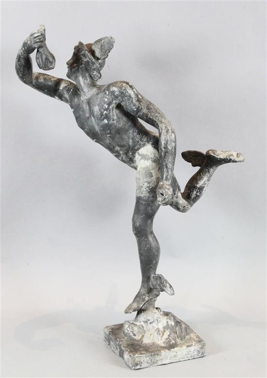 A Victorian lead garden figure of Mercury, H.3ft 6in.